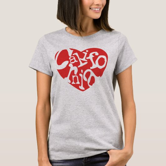 Red California Heart T-shirt (Voorkant)