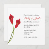 Red Calla Lilies Anniversaire Fête Invitation (Devant / Derrière)