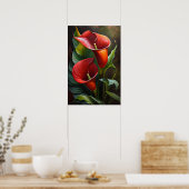 Red Calla Lilies Lily Art Imprimer Poster (Cuisine)