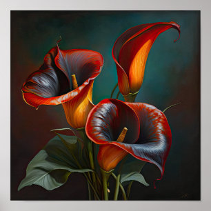 Red Calla Lilies Lily Art Imprimer Poster