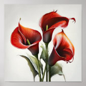 Red Calla Lilies Lily Art Imprimer Poster (Devant)