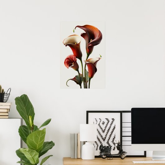 Red Calla Lilies Lily Art Imprimer Poster (Bureau à domicile)