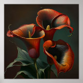Red Calla Lilies Lily Art Imprimer Poster (Devant)
