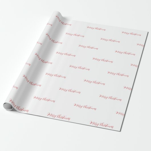 Red Calligraphy Script Merry Kersttext Gift Cadeaupapier (Uitgerold)