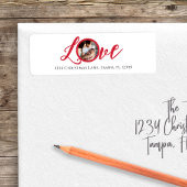 Red Calligraphy Script Photo Love Etiket