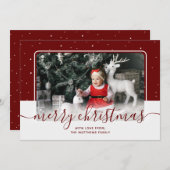 Red Calligraphy Script Star Cute Photo met Kerstmi Feestdagenkaart (Voorkant / Achterkant)