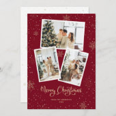 Red Calligraphy Snow Photo Joyeuse carte de Noël (Devant / Derrière)
