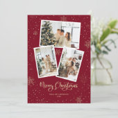 Red Calligraphy Snow Photo Joyeuse carte de Noël (Debout devant)