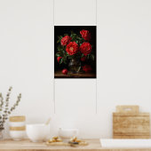 Red Camellia Flowers Art Print Poster (Keuken)