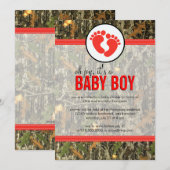 Red - Camo Baby Boy Shower Invitation Kaart (Voorkant / Achterkant)
