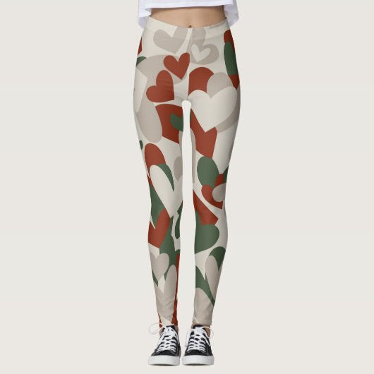 Red Camo Hearts Patterned | LEGGINGS (Voorkant)