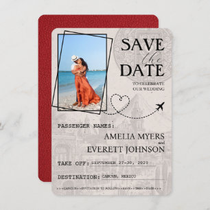 Red Cancun Passport Bewaar de datum Save The Date