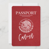 Red Cancun Passport Wedding Kaart (Achterkant)