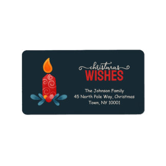 Red Candle Christmas Wishes Address labels