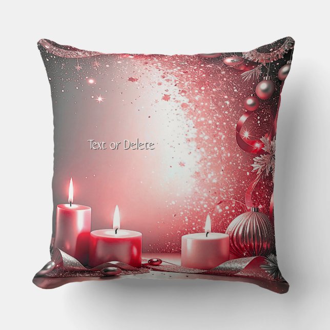Red Candles Christmas Holiday Throw Pillow Kussen (Voorkant)