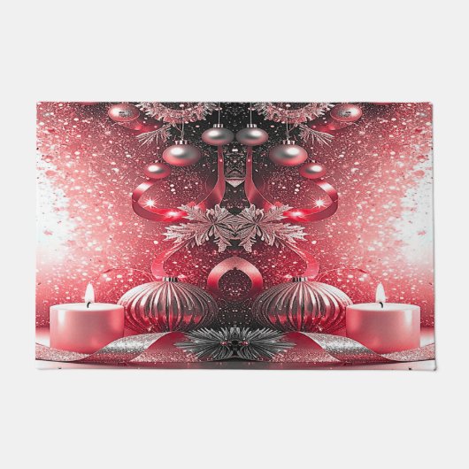 Red Candles Decorative Christmas Holiday Doormat Deurmat (Voorkant)