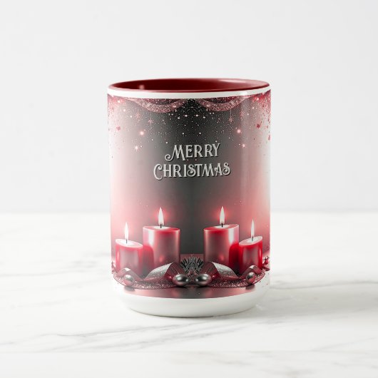 Red Candles Decorative Christmas Holiday Mug Mok (Midden)