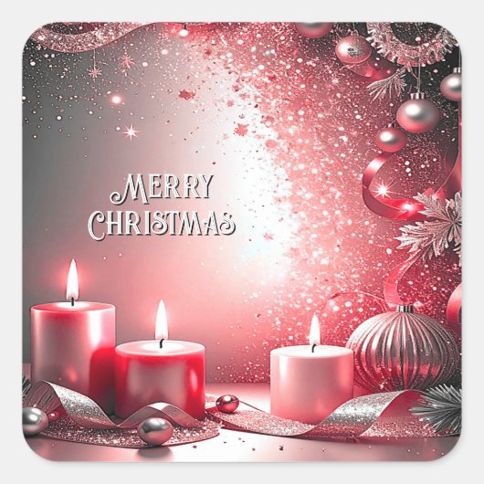 Red Candles Decorative Christmas Holiday Sticker (Voorkant)