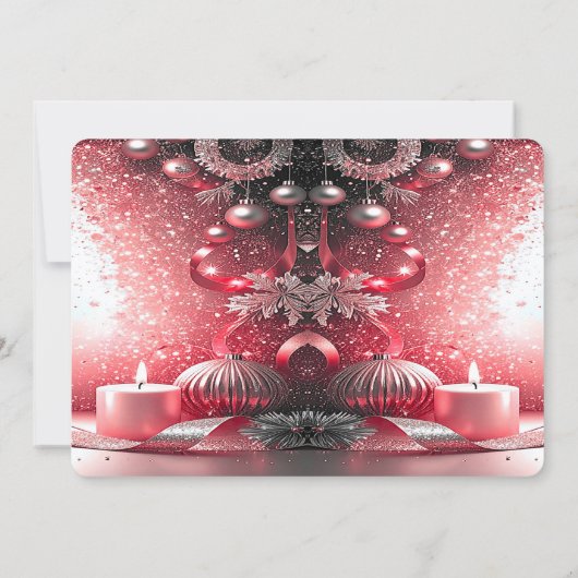 Red Candles Decorative Holiday Party Invitation (Dos)