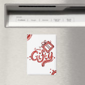 Red Candy Cane Christmas Decor “Gifty Time” Magneet (Insitu (Vaatwasser))