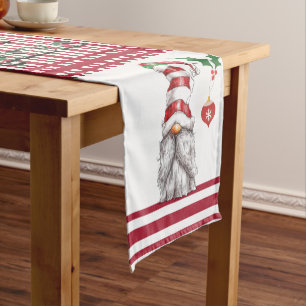 Red Candy Cane Stripe Gnome Korte Tafelloper