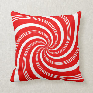Red Candy Cane Twirl Kussen