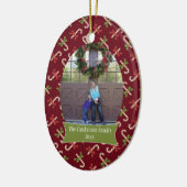 Red candycanes kerstfeestfoto-versiering keramisch ornament (Links)