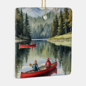 Red Canoe Wilderness Lake Camping Kerst Keramisch Ornament (Rechts)