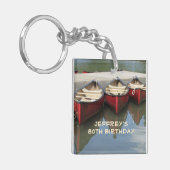 Red Canoes 80th Birthday Persoonlijke benaming Acr Sleutelhanger (Voorkant Links)