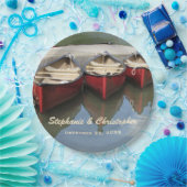 Red Canoes Wedding Name en Date Paper Bord (Feest)