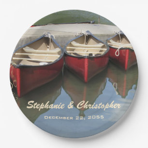 Red Canoes Wedding Name en Date Paper Bord