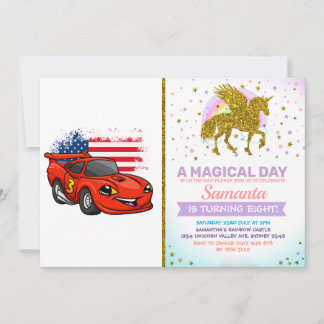 Red car american flag cartoon - Kies achterkleur Kaart