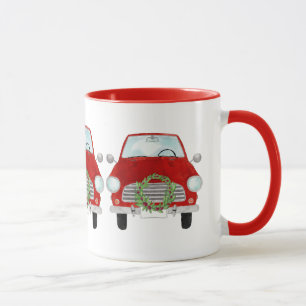 Red Car met Mok met kerstcadeau
