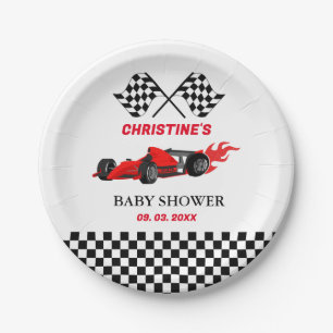 Red Car Race Baby shower Papieren Bordje