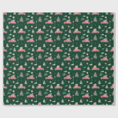 Red Car Winter Pattern Merry kerst Green Cadeaupapier (Vlak)