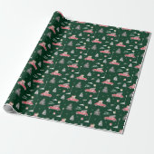 Red Car Winter Pattern Merry kerst Green Cadeaupapier (Uitgerold)