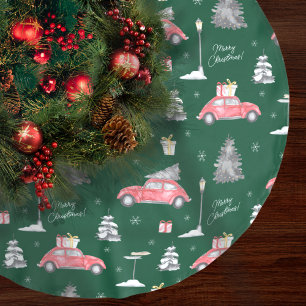Red Car Winter Pattern Merry kerst Green Kerstboom Rok