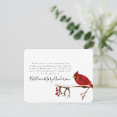 Red Cardinaal Bird Funeral Bedankkaart (Staand voorkant)
