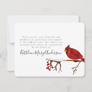 Red Cardinaal Bird Funeral Bedankkaart