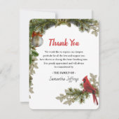 Red Cardinal Bereavement Merci note (Devant)