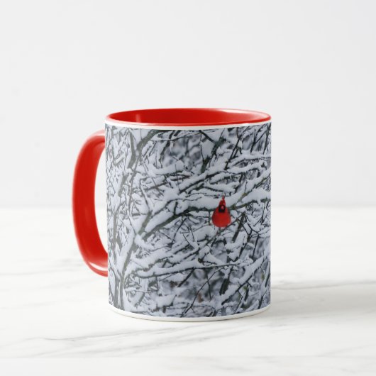 Red Cardinal Bird à la Coupe de Mug d'hiver de nei (Devant gauche)