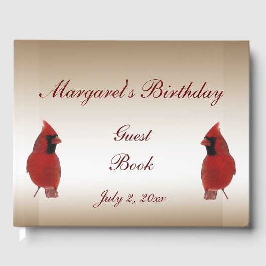Red Cardinal Bird Anniversaire Party Livre d'invit (Recto)