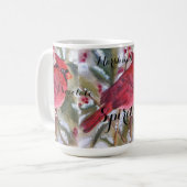 RED CARDINAL BIRD CHRISTMAS KOFFIEMOK (Voorkant links)