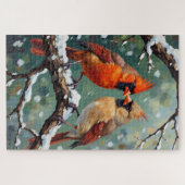 Red Cardinal Bird Couple Valentine's Gift Legpuzzel (Horizontaal)