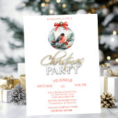 Red Cardinal Bird Holly Berry Ball Invitation