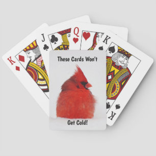 Red Cardinal Bird in Snow Fun mignon Cartes de jeu