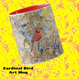 Red Cardinal Bird in Tree Art Mok Cup