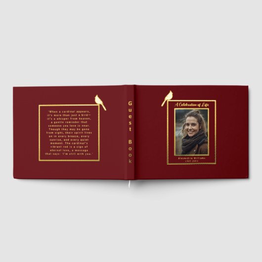 Red Cardinal Bird Real Foil Funeral Livre d'or (Complet)