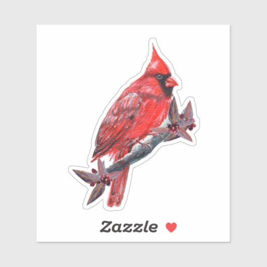 Red cardinal bird sticker Renee Lavoie (Feuille)