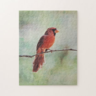Red Cardinal Bird sur un puzzle d'art